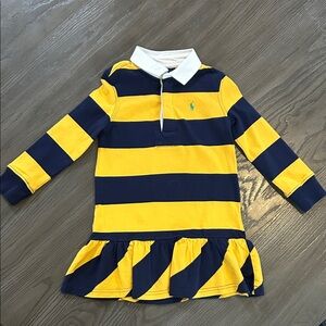Ralph Lauren Kids Polo Dress in Yellow and Navy Stripes